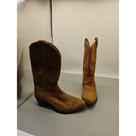 Vtg Dan Post Suede Leather Cowboy Boots Mens Size 8.5D USA Made Western Rodeo - Picture 1 of 9
